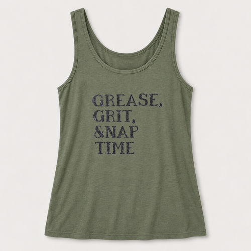 Olive green Grease, Grit, & Nap Time tank top