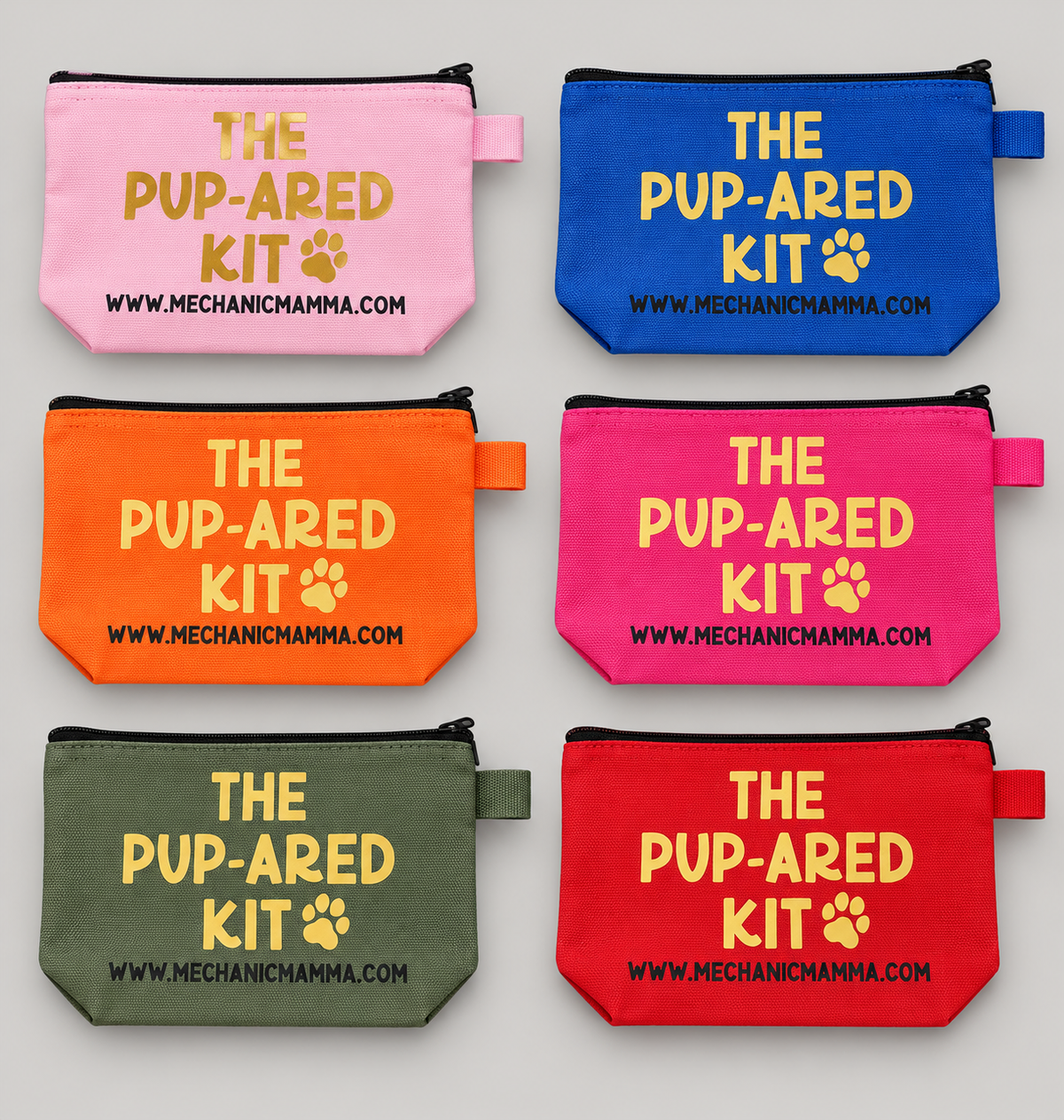 Six Pup-ared pouch color choices, empty bags only